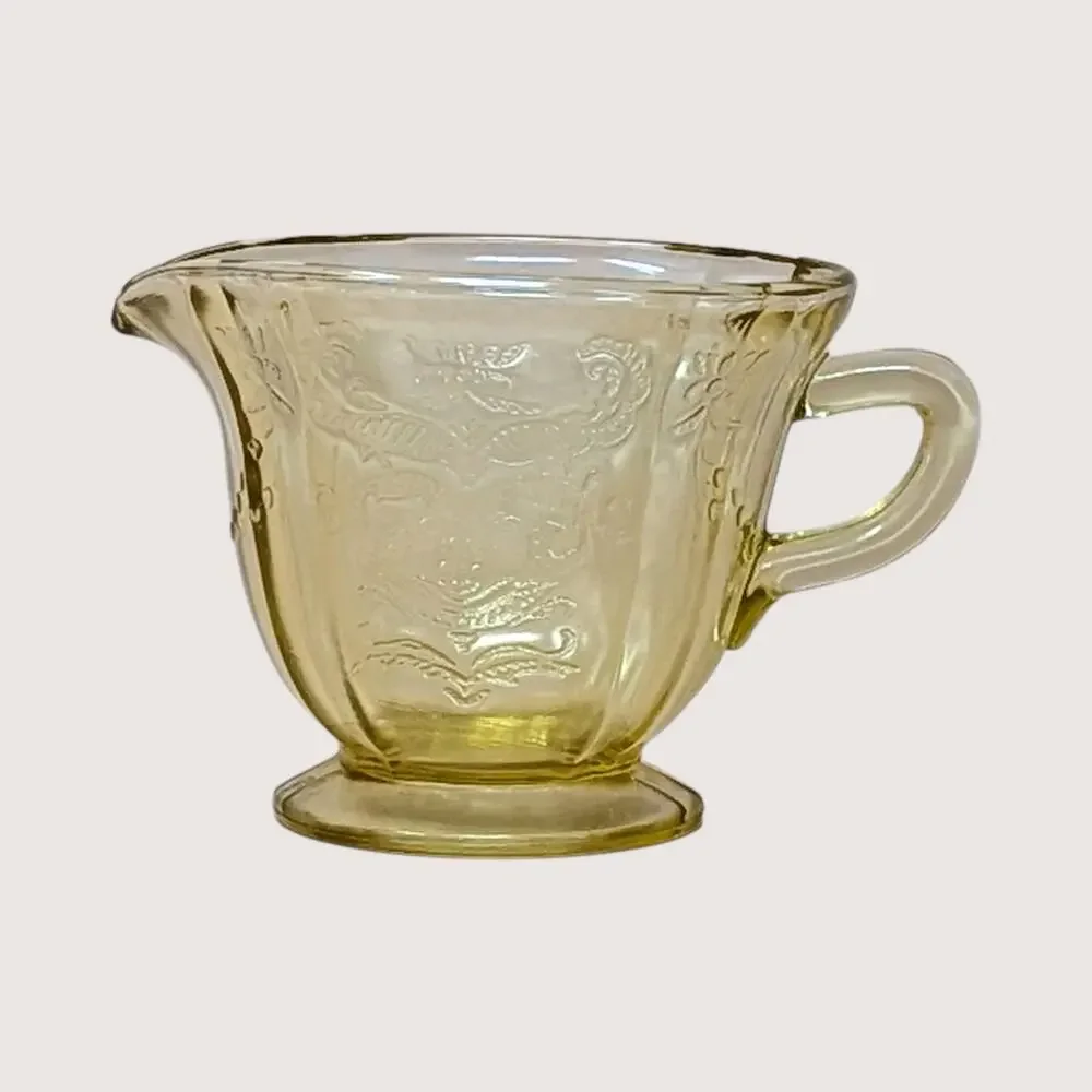 1930s Federal Glass Amber Madrid Creamer and Sugar Bowl